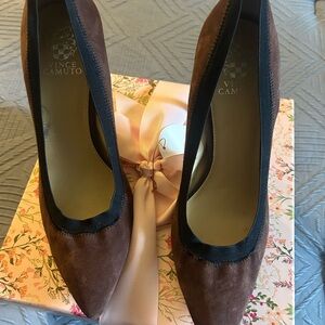 Vince Camuto Dark Brown Heels with Black Trim